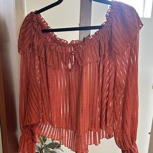 Anthropologie Rust Ruffle Blouse